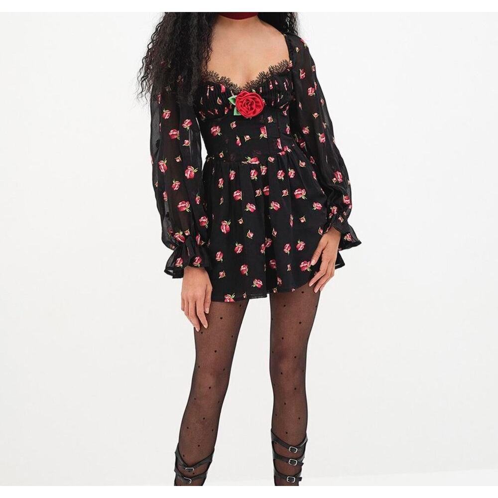 For Love & Lemons Rosebud Lace Corset Minidress